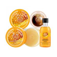 The Body Shop Combo Of Honeymania Bath Essentials (Body Butter, Body Scrub, Shower Gel and Lip Butter) - Set Of  4