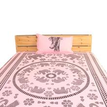 Elephant Printed Pink Bedsheet