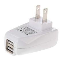 2-Ports 5V (1A + 1A) High Compatibility USB Charger Adapter with Light, For iPhone, Galaxy, Huawei, Xiaomi, LG, HTC and other smart phones, rechargeable devices, US Plug(White)