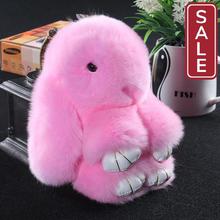 SALE - 14cm Cute Pluff Bunny Keychain Rex Genuine Rabbit Fur