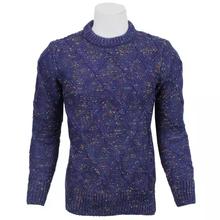 Blue Textured Woven Sweater For Men