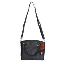 Black Color PU Leather Small Tote Casual Fashionable Bag for Women