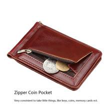 Magnetic Money Clip Wallet Men Leather Purse Minimalist