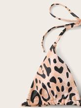 Leopard Halter Top With Tie Side Bikini Set
