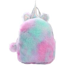 PALAY® Cute Plush Unicorn Backpack, Shiny Daypack Rainbow