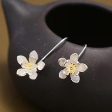 925 sterling silver Long Flower Earrings For Women Elegant