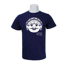 Wosa - Blue Round Neck Dwarpal Bhairav Print Half Sleeve Tshirt for Men