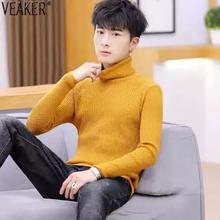 Winter Turtle Lining High Neck Pullover For Men-Yellow