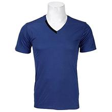 PETROL BLUE LYCRA V NECK T SHIRT