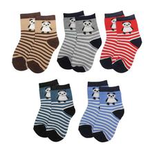 Combo Of 5 Pair Printed Socks For Kids -Brown/Grey/Red/Blue