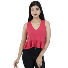 Black Solid Peplum Top For Women