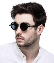 Classic Vintage Gothic Steampunk Round Sunglass - Black