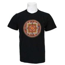 Black Mandala Embroidered 100% Cotton T-Shirt For Men - 011