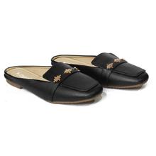 Black PU Closed Tip Slides For Women