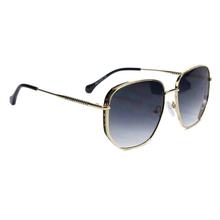 Golden Metal Black Gradient Lens Square Sunglasses