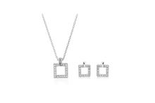 Hollow Square Swarovski Cubic Crystal Necklace Earrings Set