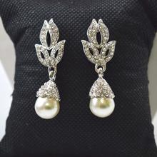 Stones and White Faux Pearl Drop Earrings For Women