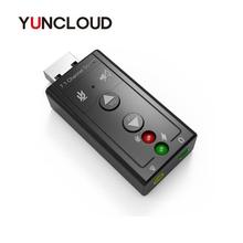 YUNCLOUD Sound Card External USB 2.0 7.1 Channel 3D Audio Mini Adapter 3.5mm Earphone MIC Interface for PC USB Audio Card