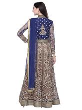 Stylee Lifestyle Navy Blue Net Embroidered Dress Material