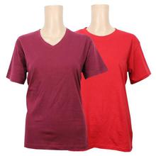 Pack Of Two Cotton T-Shirt For Women - Maroon/Red