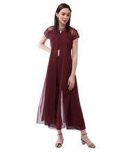 Bad Moon Rising Long Layered Jumpsuit Wine  For Women