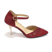 Red Ankle Strap Heel Shoes For Women