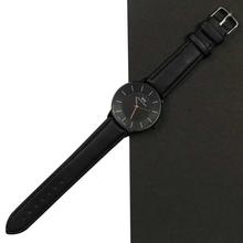 Black Round Dial Pu Leather Analog Watch For Women