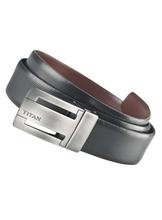 Black Textured Formal Belt With Reversible Buckle For Men- TB167LM1R
