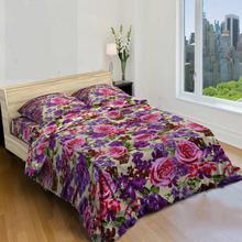 Pink Rose Printed King Size Bed Sheet