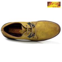 FITRITE Leather Lace Up Casual Shoes For Men- Light Yellow/Black (Casual 1050)