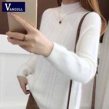 Vangull Half-Turtleneck Knitted Sweater Women Long Sleeve