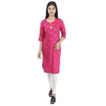 Pink Floral Printed Cotton Kurti For Women