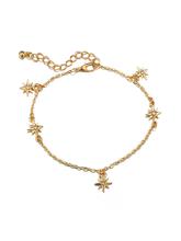 Star Detail Anklet Chain Set 3pcs