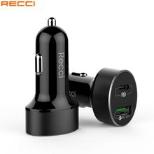 Recci Car Charger 36W 2 Port Compact Type C Car Charger with 20W PD Power Delivery PD Fast Charging for iPhone & Android