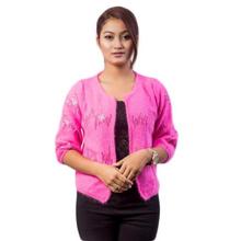 Pink Woolen Shrug For Women