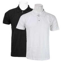 Pack Of 2 100% Cotton Polo T-Shirt For Men - Black/White