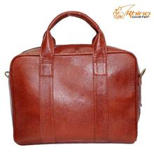 Rhino Leather Tan Brown Two Handle Laptop Bag For Men