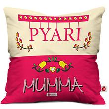 Indigifts Micro Satin, Fibre Pyari Mumma Printed Cushion Cover with