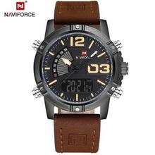 NaviForce NF9095M Dual Time Function Analog Watch for Men - Coffee