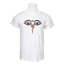 White Nepal Printed 100% Cotton T-Shirt For Men - 02