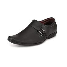 Gubatti Black Synthetic Leather Slip On Formal Shoes for Mens