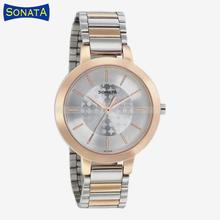 Sonata 8141Km01 Silver Dial Analog Watch For Women - Steel/Rose Gold