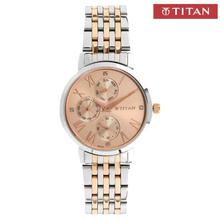 Titan  Rose Gold Dial Chronograph Watch For Women - (Silver/Gold)-2569KM02