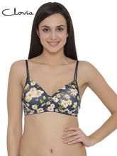 Clovia Oxford Blue/White Floral Printed Padded Bra For Women