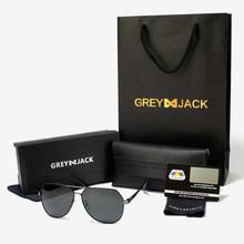 GREY JACK Black Framed Polarized Aviator Sunglasses (Unisex) - P0965