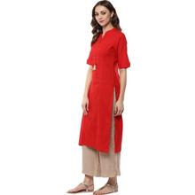 FabTag  - Krapal Women Solid Straight Kurta  (Red)