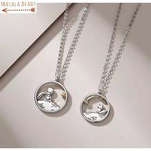 Masala Beads Creative Two Tone Couple Prince Little Fox Pendant Necklace For Women