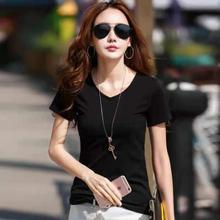 Summer Plain V- Neck T-shirt For Women - Black