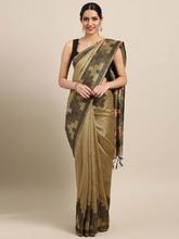 Stylee Lifestyle Beige Ikkat Silk Jacquard Saree-2145