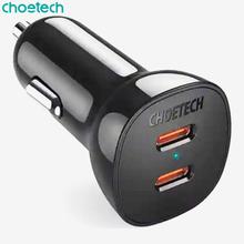 CHOETECH TC0008 PD 40W Dual USB-C Port Car Charger – Black -iSure